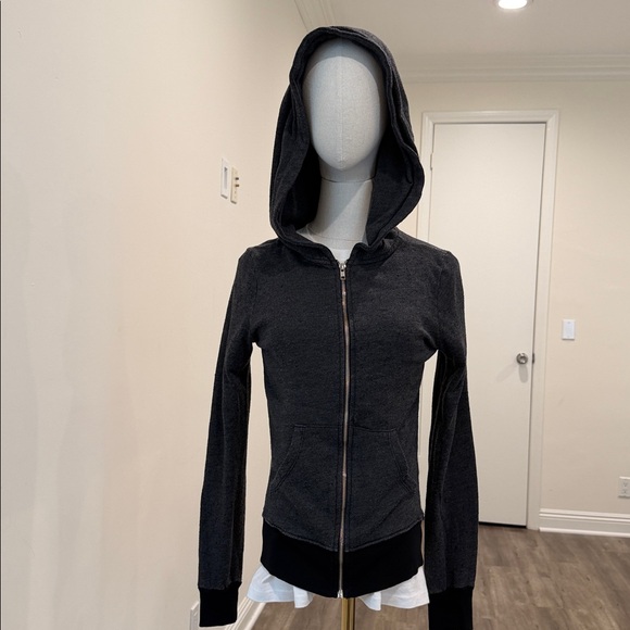 WILDFOX charcoal grey zip hoodie - Picture 5 of 16
